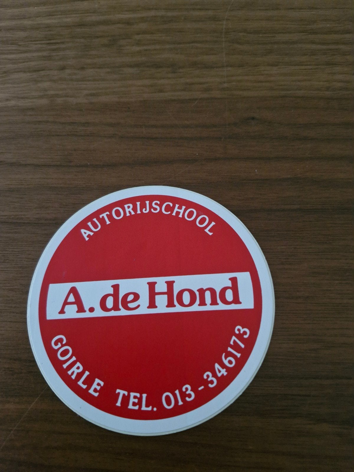 972 Sticker Autorijschool A. de Hond Goirle 10 cm, Ophalen of Verzenden, Gebruikt, Overige typen