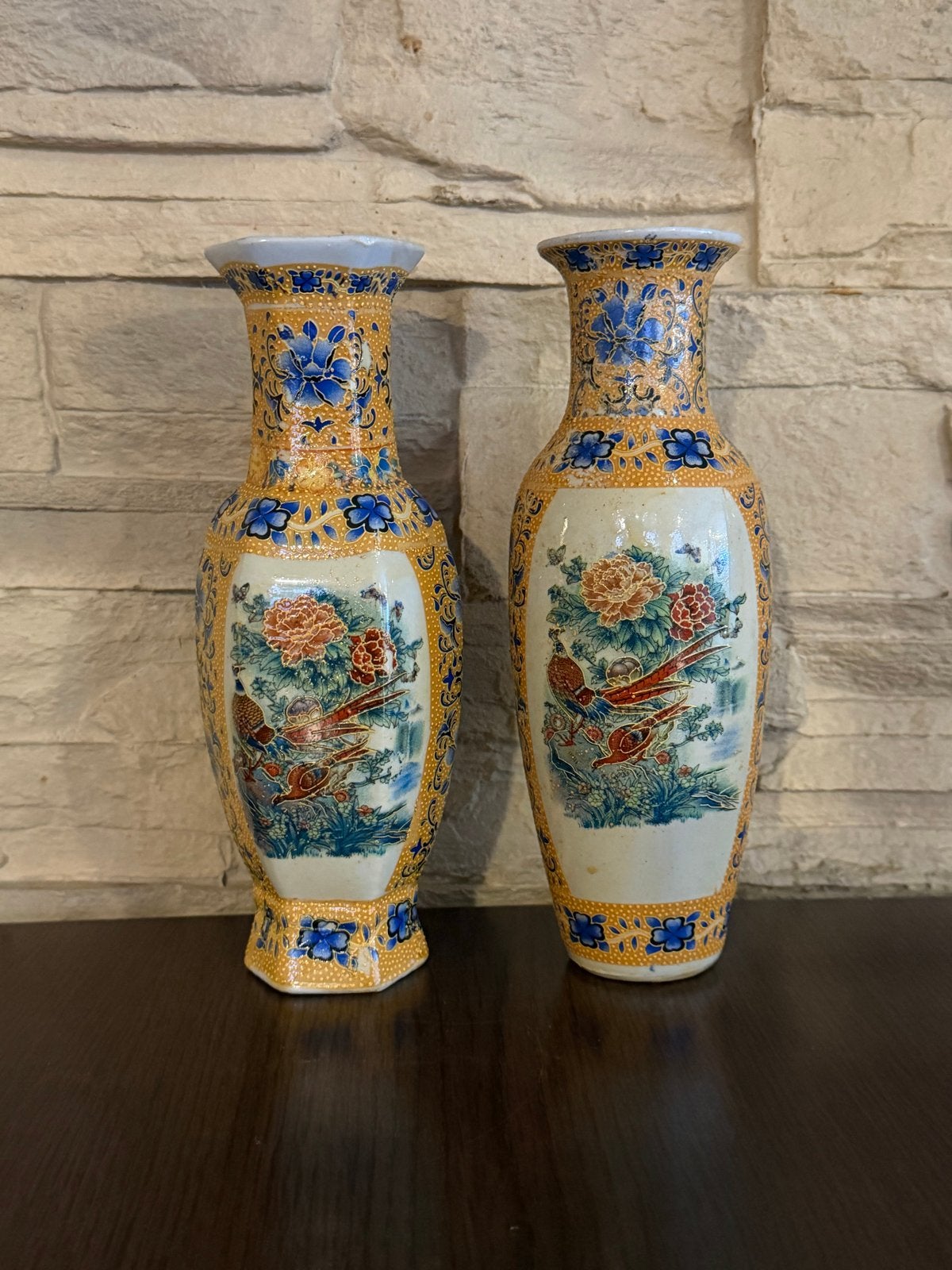 Set van 2 Chinese vazen met bloemen en vogels, Ophalen