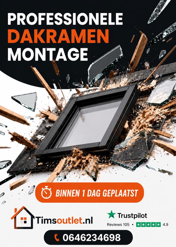 Dakraam montage / inbouwen / vervangen inc dakraam hout/pvc, Info@timsoutlet.nl, Overige metalen, Nieuw, Timsoutlet