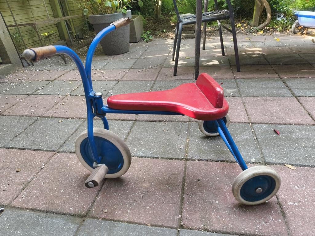 Vintage Driewieler met Aanhangerhaak - Blauw/Rood, Ophalen of Verzenden, Gebruikt