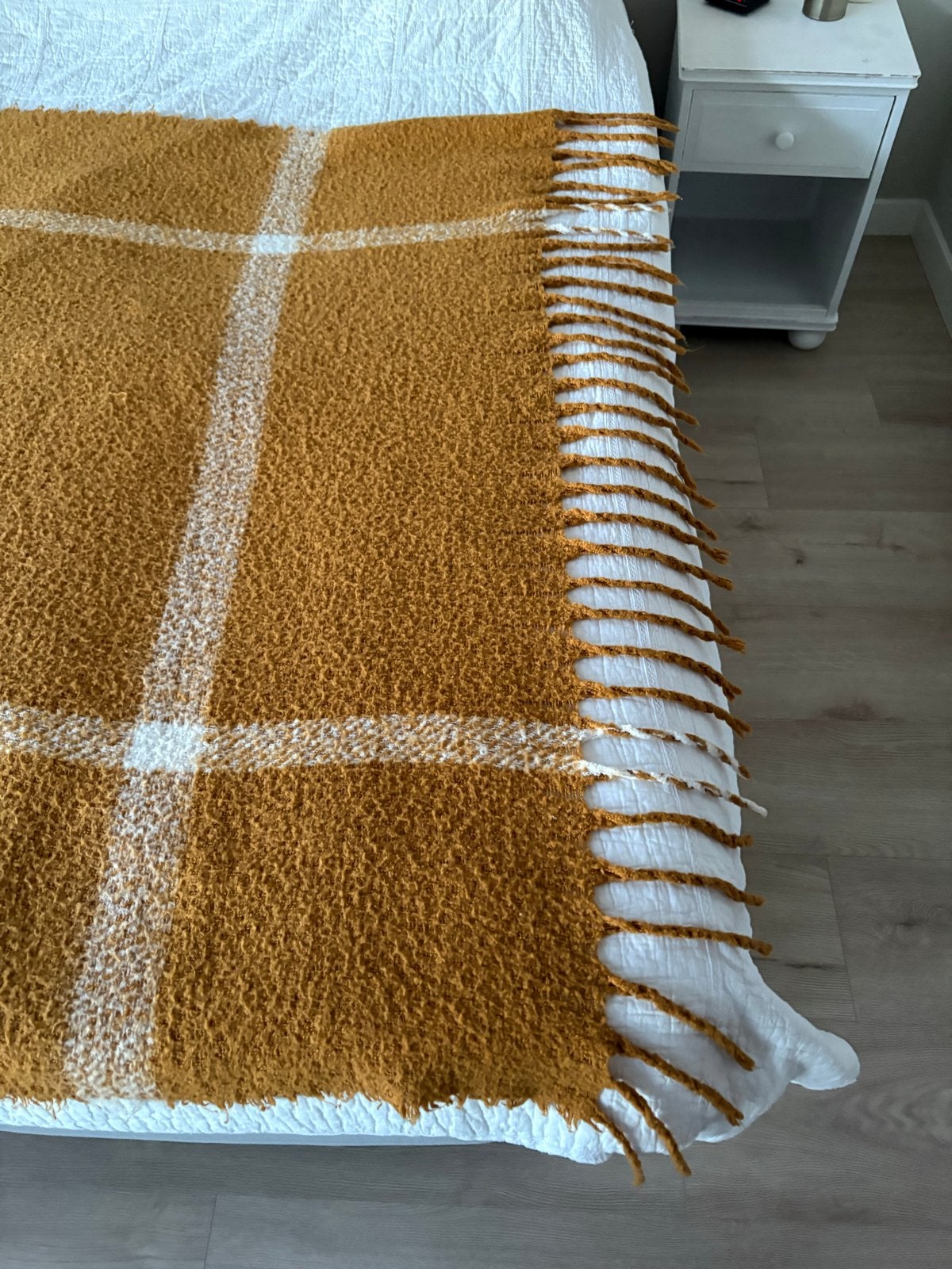 GRATIS Plaid - Okergeel met Ruitpatroon, Ophalen, Met franjes/kwastjes, Plaid, Meerkleurig