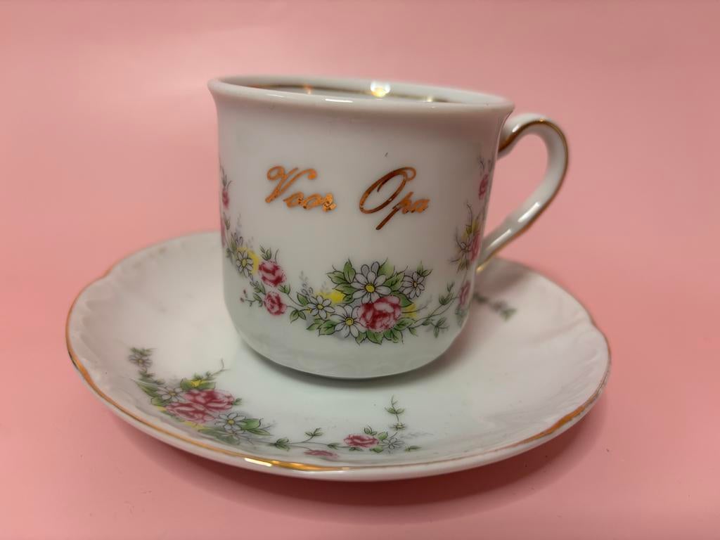 Vintage Royal Ascot Kop en Schotel "Voor Opa" - Ongebruikt, Antiek en Kunst, Antiek | Servies los, Ophalen of Verzenden
