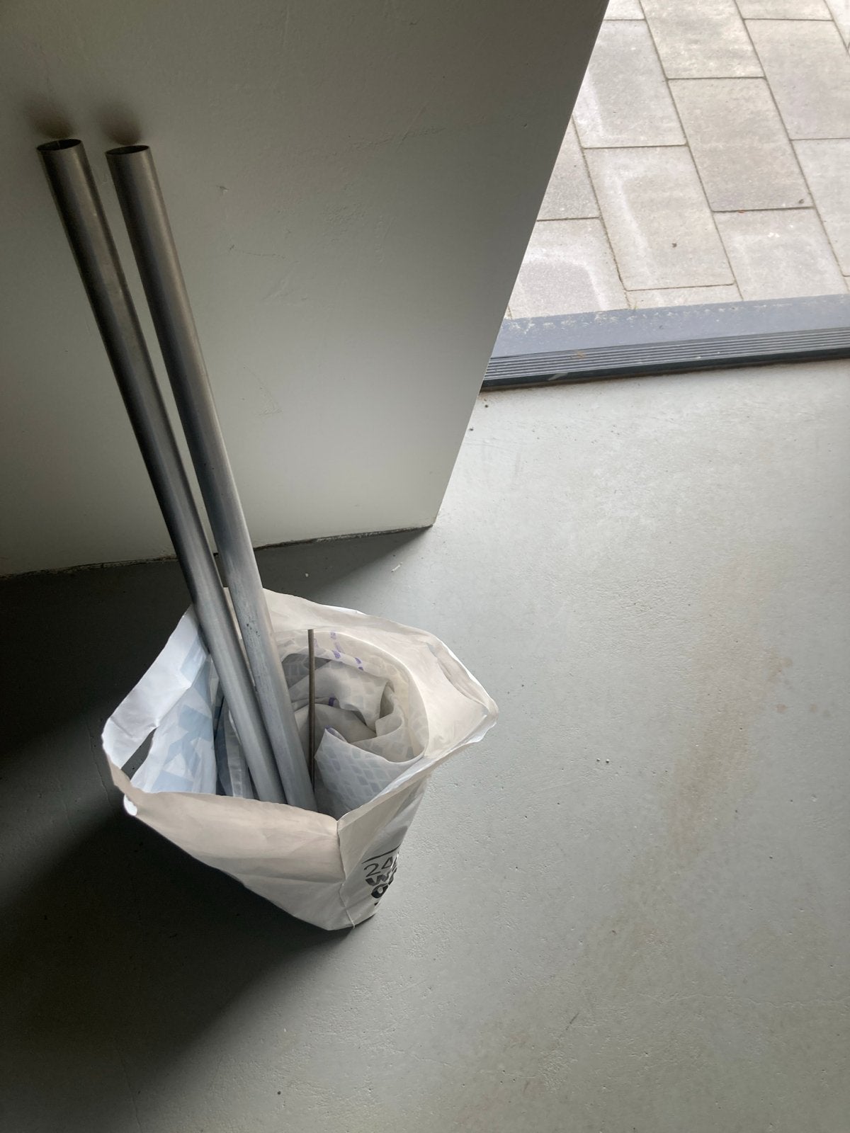 Douchegordijn met hoekstang, Ophalen, Gebruikt, Wit, Douche-accessoire
