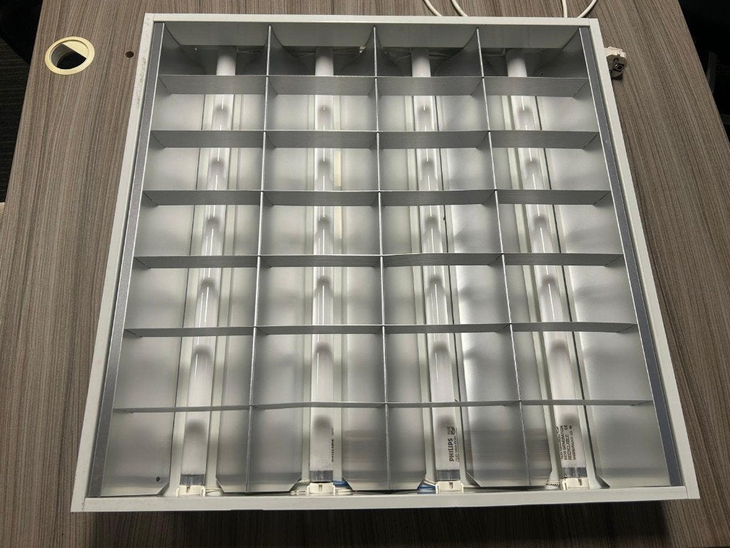 60x60 TL systeemplafond armaturen werkend, Ophalen, Wit, Zo goed als nieuw, TL- en paneelverlichting
