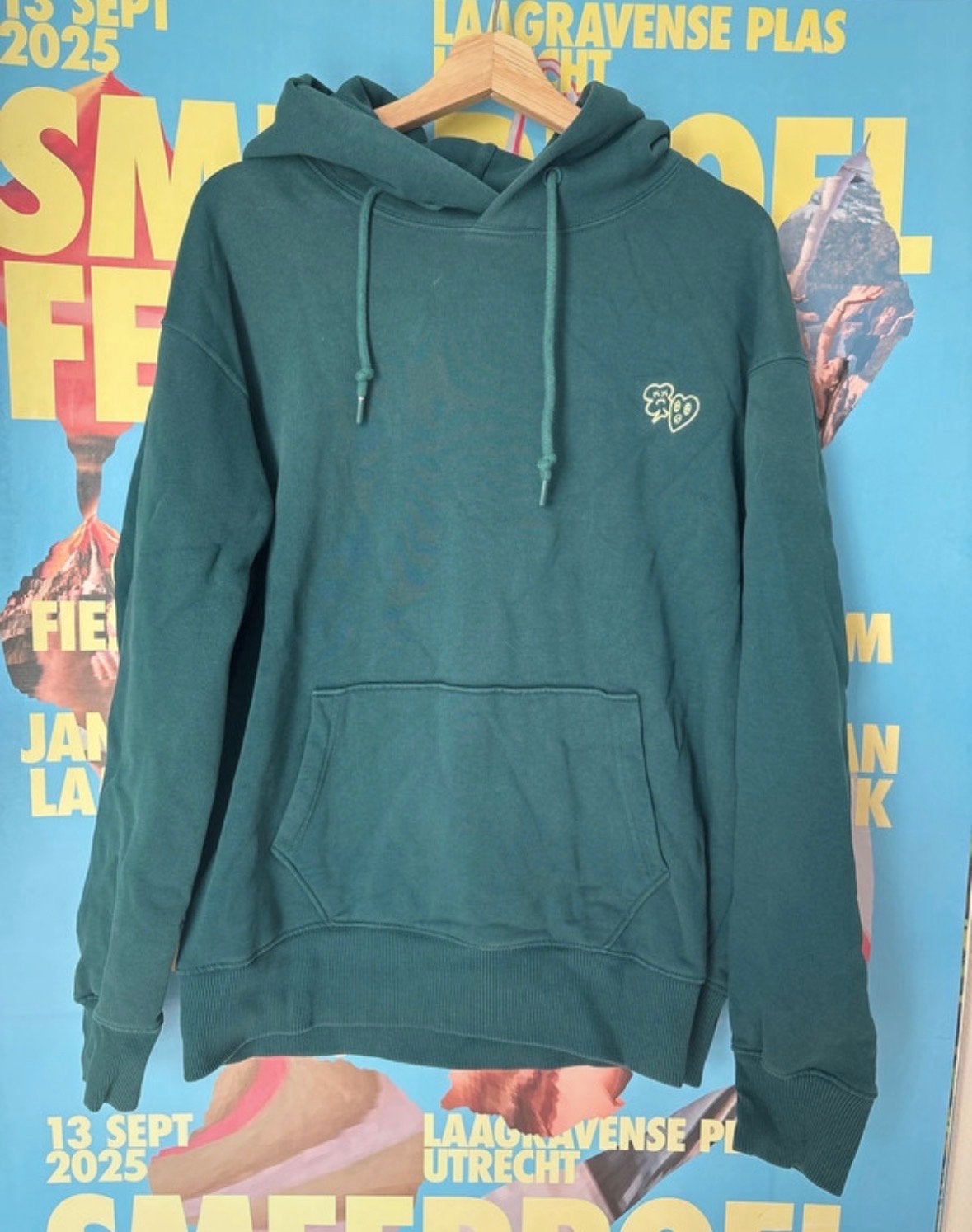 Groene NSL Nous Sommes Labels hoodie - Maat L, Ophalen of Verzenden, Zo goed als nieuw, Maat 52/54 (L), Groen
