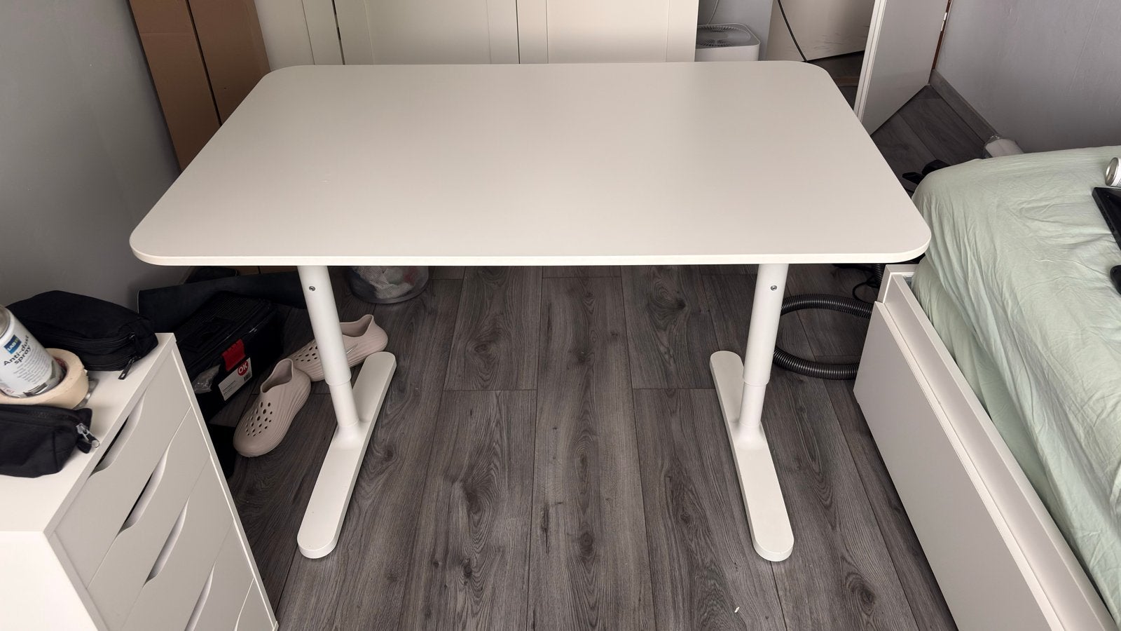 IKEA Bekant Bureau Wit 120x80 cm - In hoogte verstelbaar, Ophalen, Zit-sta bureau, Gebruikt, 120 cm