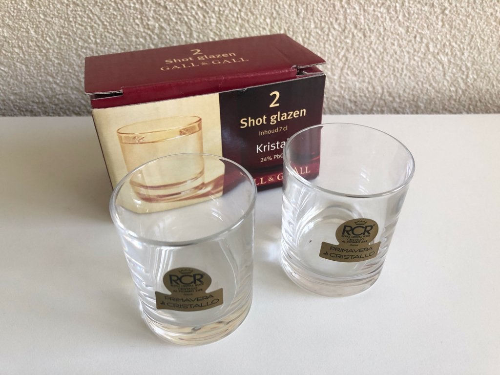 Gall & Gall kristallen shotglazen (7 cl.), Glas of Glazen, Nieuw, Ophalen of Verzenden, Overige stijlen