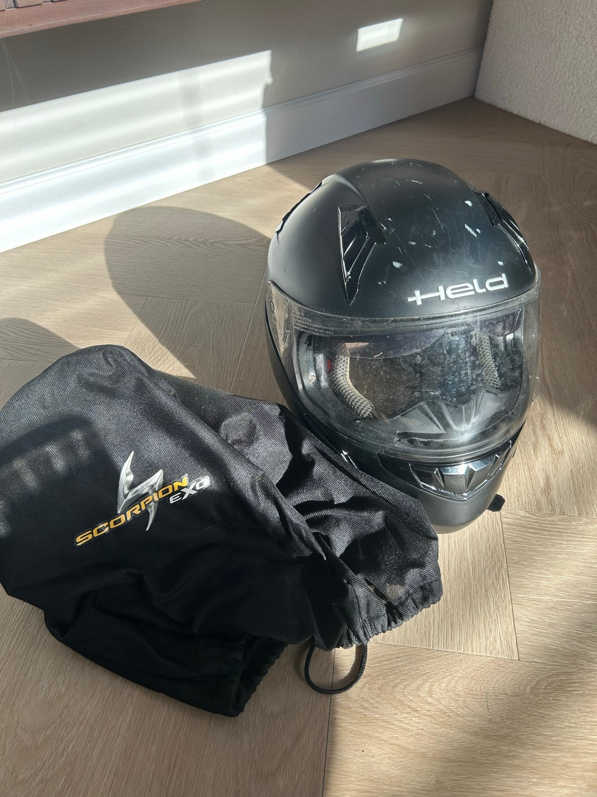 Held Scooterhelm maat M met zonnescherm en hoes, Ophalen of Verzenden, Gebruikt