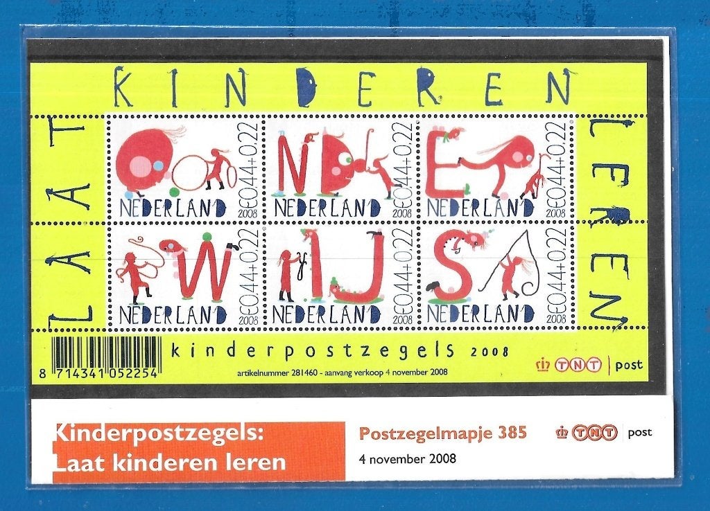 Postzegelmapje 385 - Kinderpostzegels 2008, Postzegels en Munten, Verzenden, Na 1940, Postfris