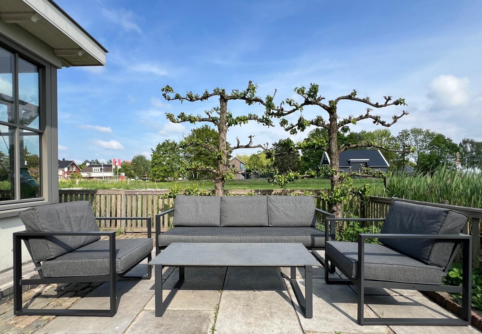 Moderne 5 persoon loungeset, Ophalen, 5 zitplaatsen, Aluminium, Zo goed als nieuw
