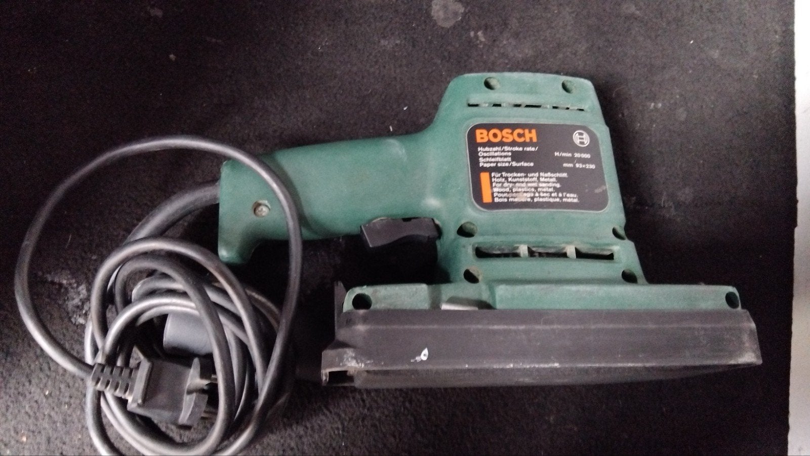 Bosch PSS 230 Vlakschuurmachine - Gebruikt  12,50 euro, Ophalen, Gebruikt, Minder dan 600 watt, Vlakschuurmachine