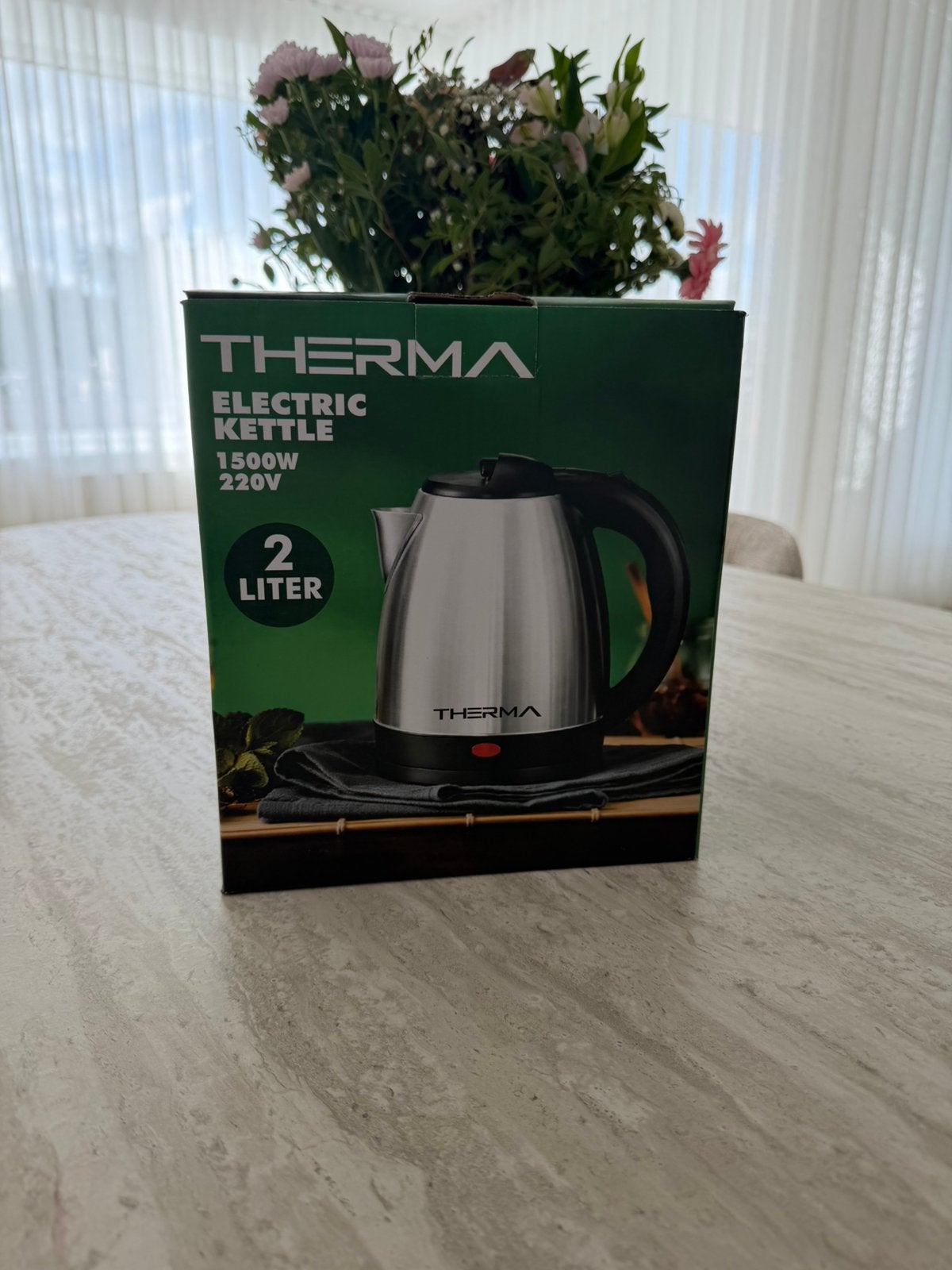 NIEUWE Therma waterkoker 2 liter 1500W 220V –RVS OP=OP!!, 1 tot 2 liter, Ophalen of Verzenden, Nieuw, Draadloos