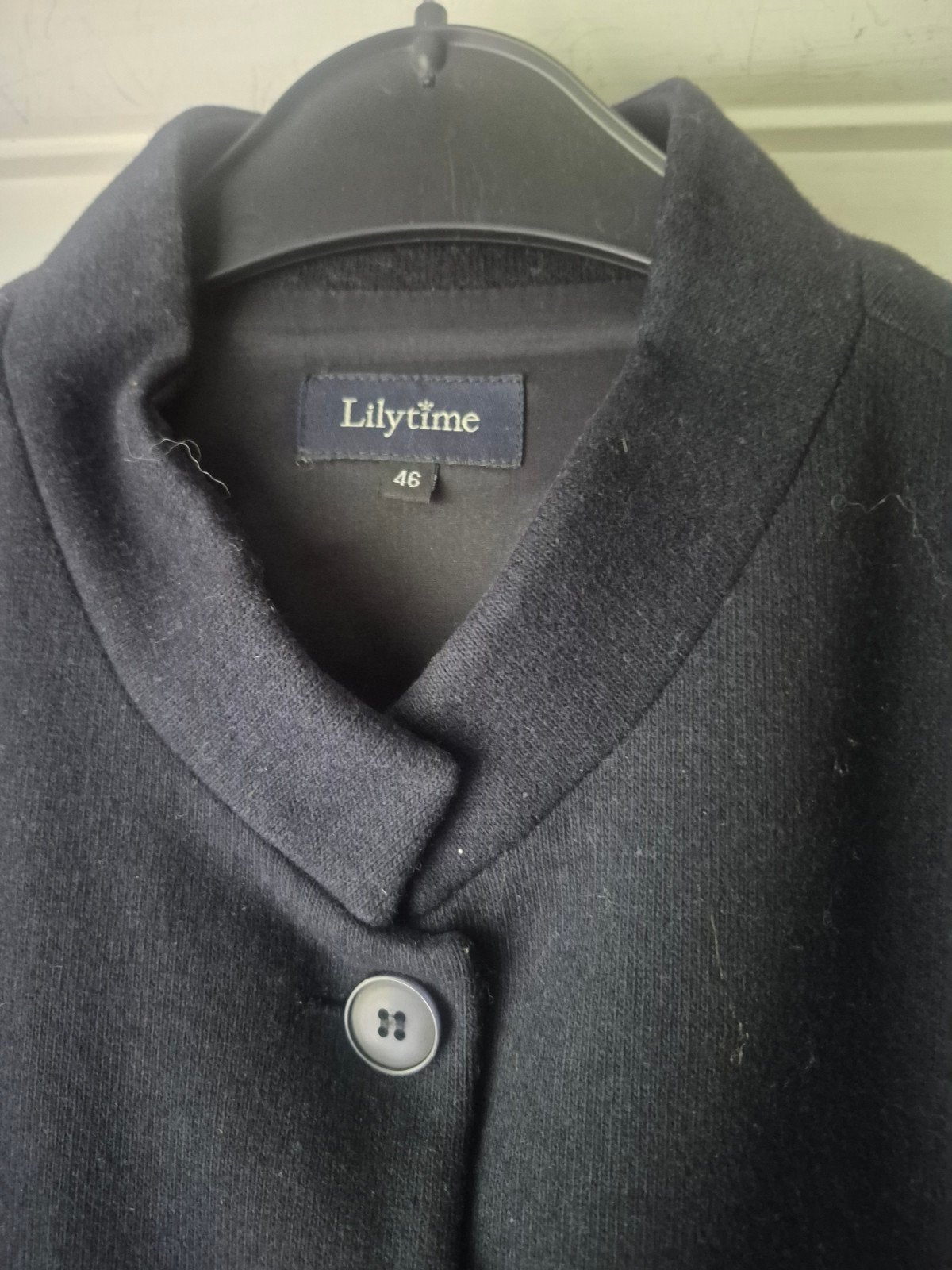 lilytime donkerblauw jasje 46, Ophalen of Verzenden, Zo goed als nieuw, Maat 46/48 (XL) of groter, Blauw