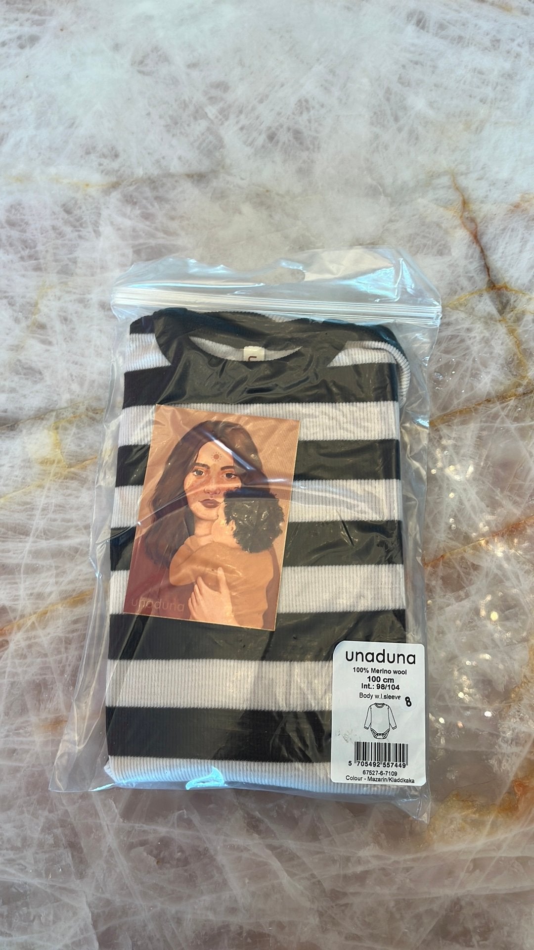 Nieuwe wollen romper Unaduna 98/104, Ophalen of Verzenden, Zo goed als nieuw, Jongen of Meisje, Nacht- of Onderkleding
