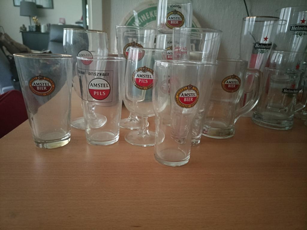 Bierglazen en stenen pullen Amstel Brouwerij., Ophalen of Verzenden, Zo goed als nieuw, Bierglas