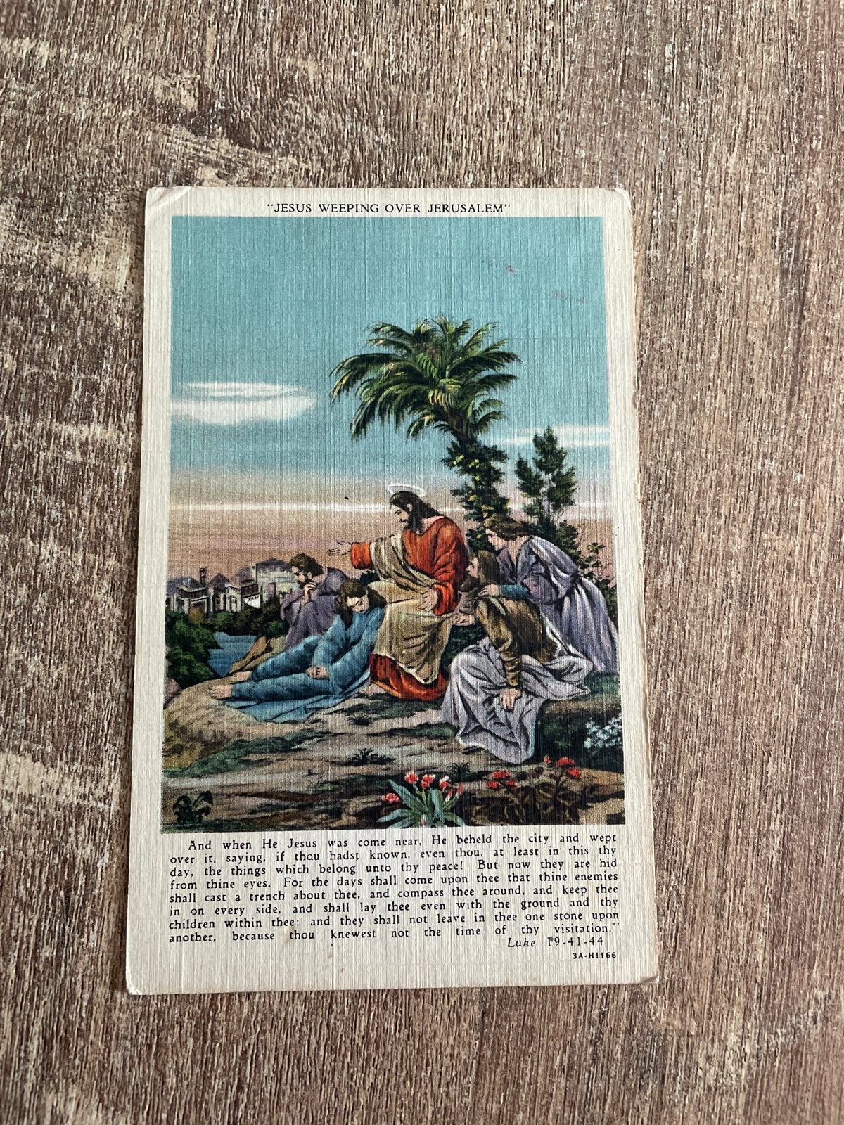 Vintage Ansichtkaart 'Jesus Weeping Over Jerusalem', Ophalen of Verzenden, Gelopen