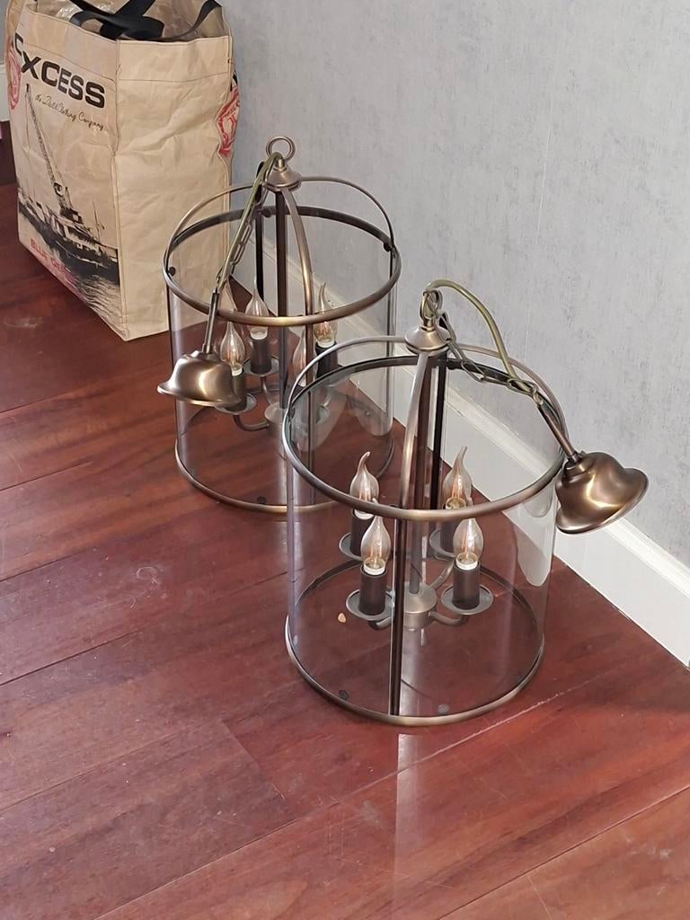 2 Hoogwaardige hanglampen - Klassiek design, Ophalen of Verzenden, Zo goed als nieuw, Glas, Klassiek, Landelijk