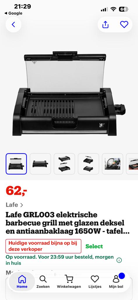 Lafe GRL003 Elektrische Barbecue Grill met Glazen Deksel, Witgoed en Apparatuur, Grillplaten, Ophalen of Verzenden, Zo goed als nieuw