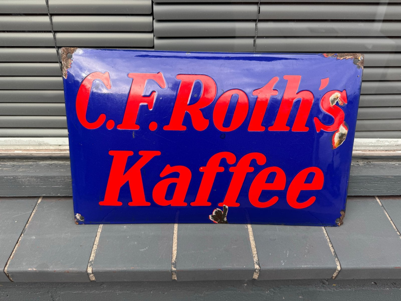 Antiek Emaille Reclamebord C.F. Roth's Kaffee, Ophalen of Verzenden