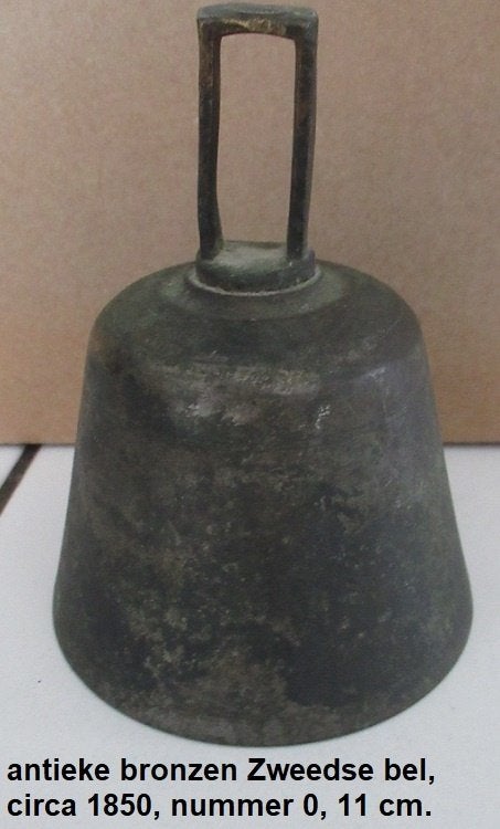 antieke Zweedse bronzen bel, model O, 11 cm. circa 1850, Ophalen of Verzenden, Brons