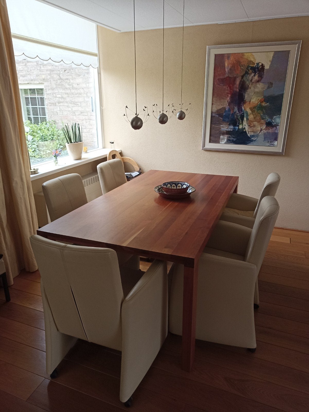 4 eetkamerstoelen, verstelbaar en op wieltjes - De Toekom, Huis en Inrichting, Gebruikt, Overige kleuren, Ophalen of Verzenden