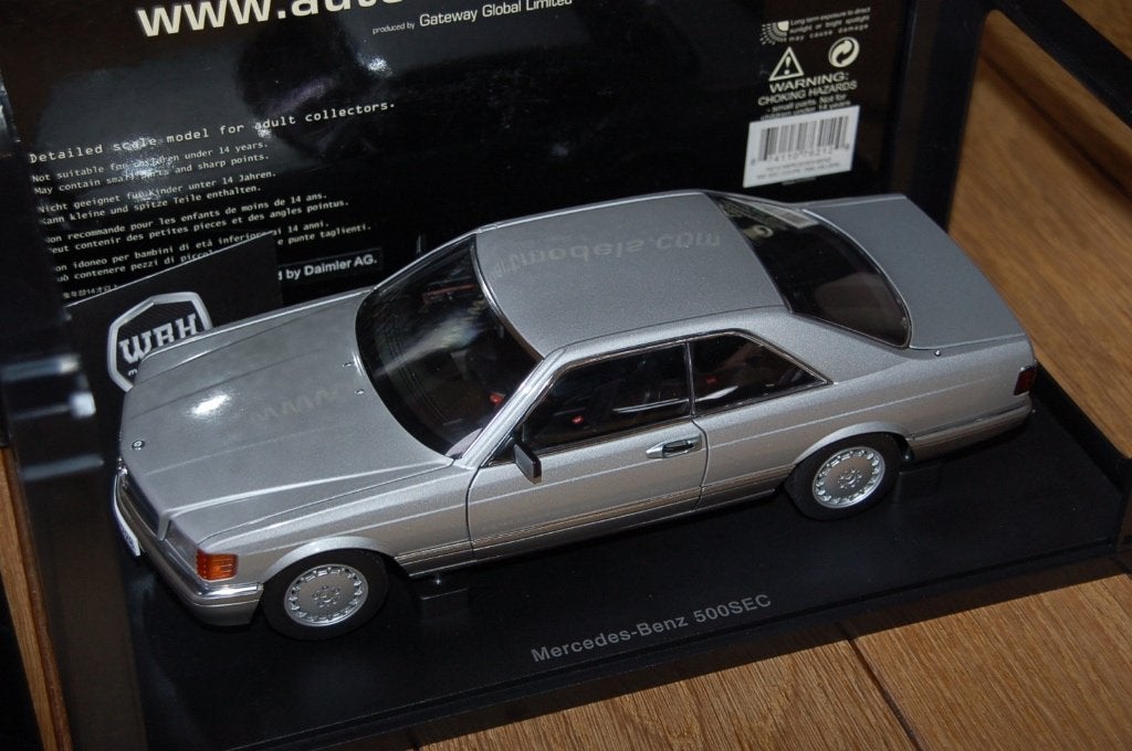 1:18 Mercedes 500 SEC C126 silver Autoart 76212 WRH, Ophalen of Verzenden, Zo goed als nieuw, Auto, Autoart