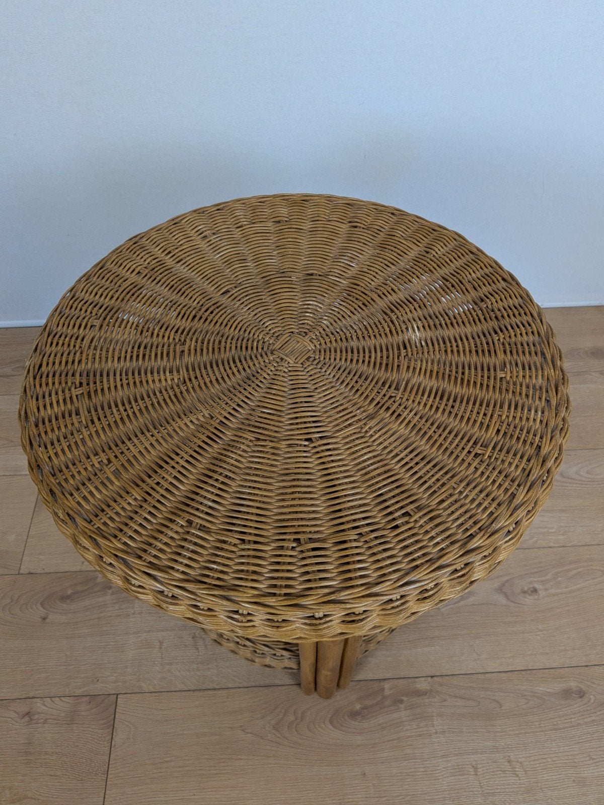 Vintage Rotan Bijzettafel | Bamboe | Rond | Jaren 70/80, Ophalen of Verzenden
