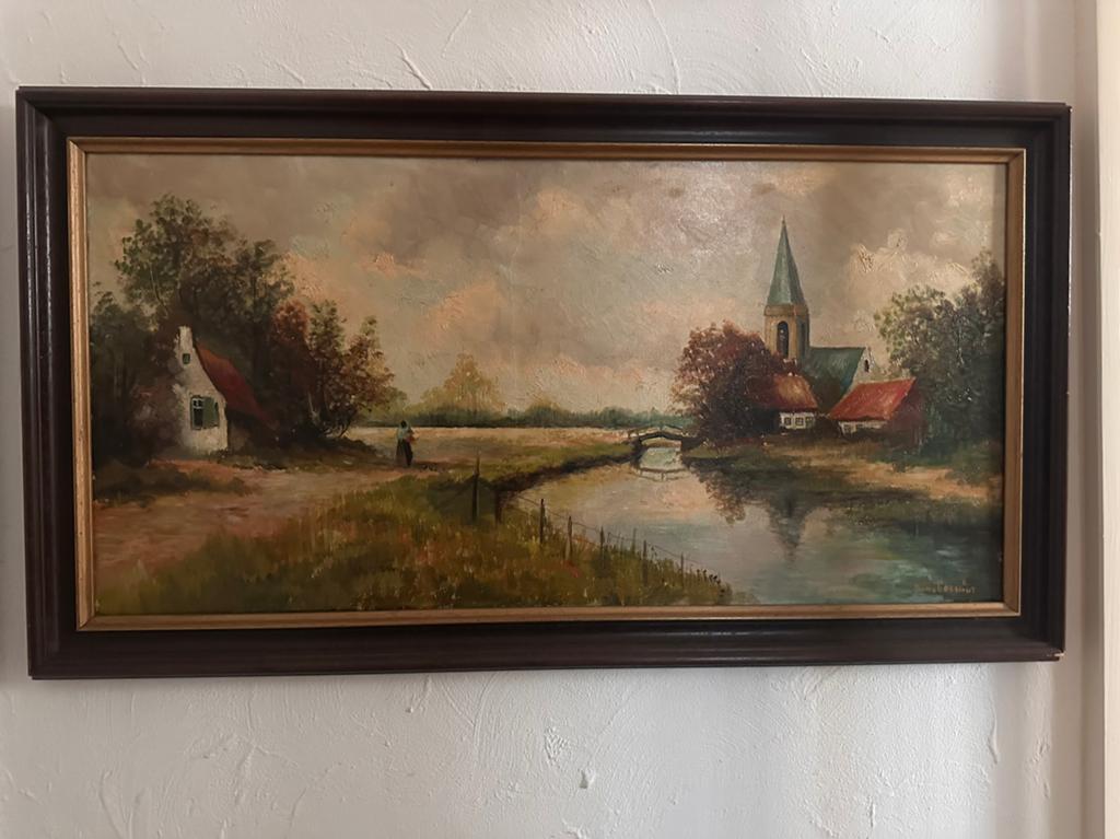 Antiek Schilderij toon v lieshout met lijst platteland, Antiek en Kunst, Kunst | Schilderijen | Klassiek, Ophalen
