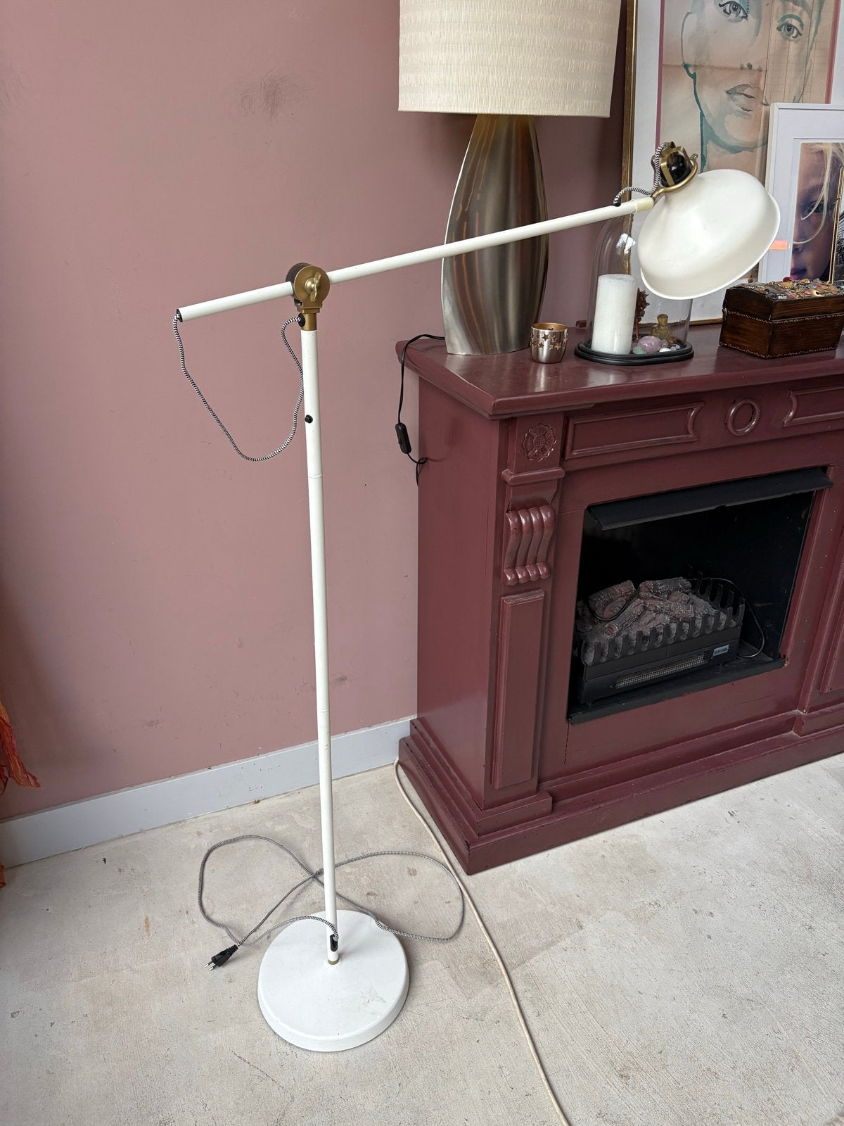 Witte Vloerlamp met Verstelbare Arm (ikea ranarp), Gebruikt, Metaal, 150 tot 200 cm, E27 (groot)