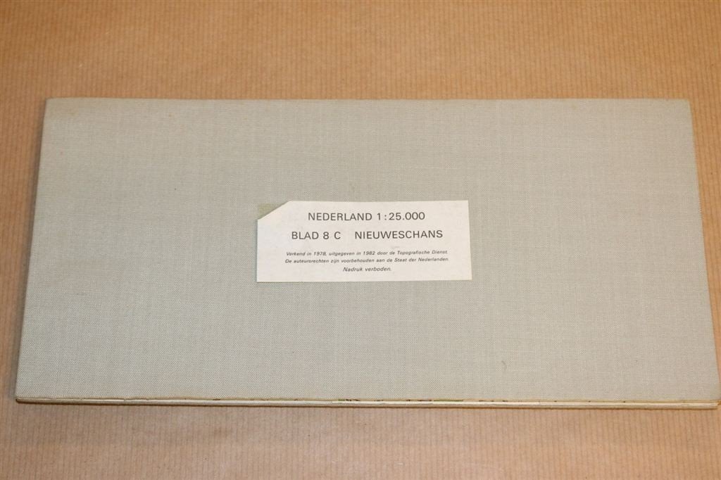 Oude topografische kaart op linnen - Nieuweschans, Boeken, Ophalen of Verzenden, 1800 tot 2000, Nederland, Landkaart