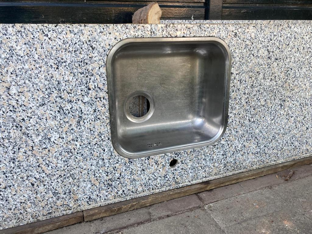 Granieten Aanrechtblad, Huis en Inrichting, Keuken | Keukenelementen, Ophalen, Gebruikt, Overige kleuren, 200 cm of meer
