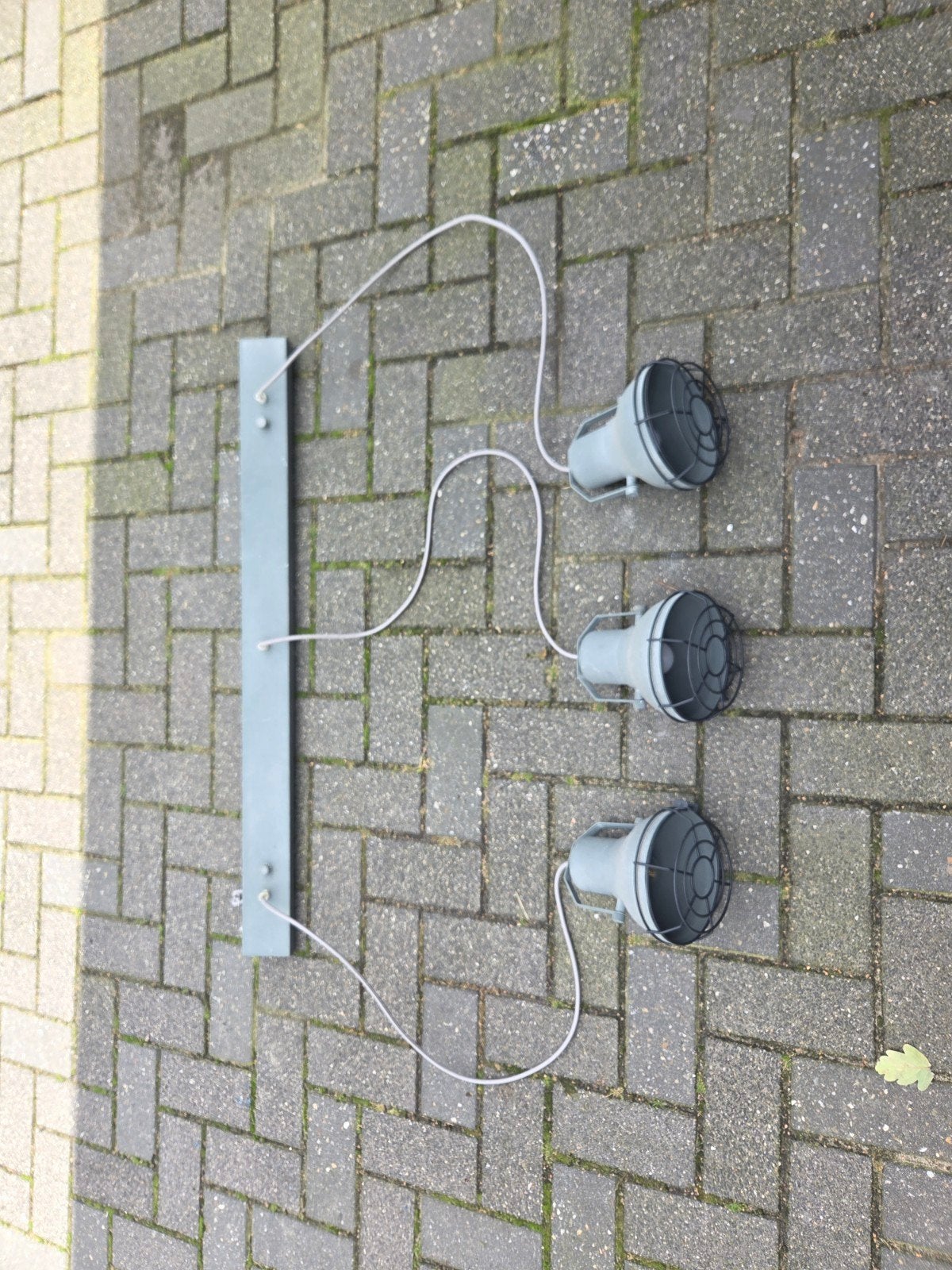 Set van 3 industriële plafondlampen/spots, grijs, Gebruikt, Grijs, Industrieel, Ophalen