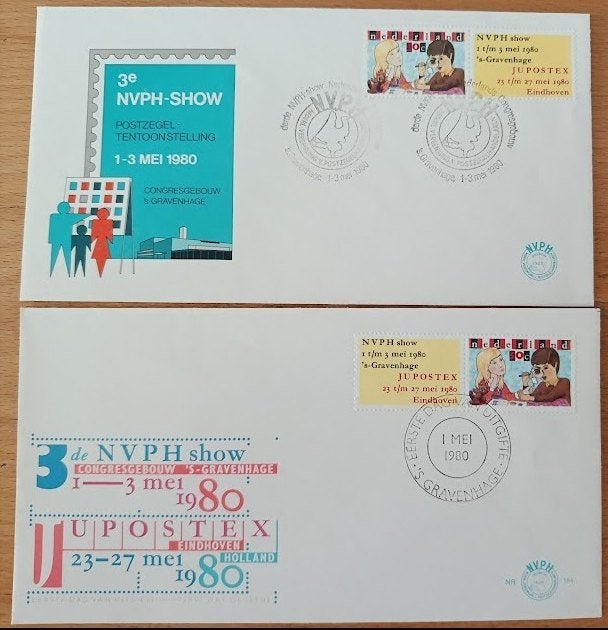 2x Eerste Dag Enveloppen NVPH Show 1980 : E 184, Postzegels en Munten, Verzenden, Na 1940, Gestempeld