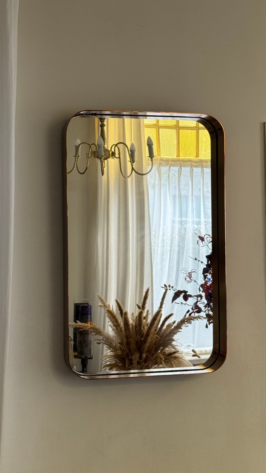 Bronzen/koperen designspiegel – Loods 5, Huis en Inrichting, Woonaccessoires | Spiegels, Ophalen, Zo goed als nieuw, Rechthoekig
