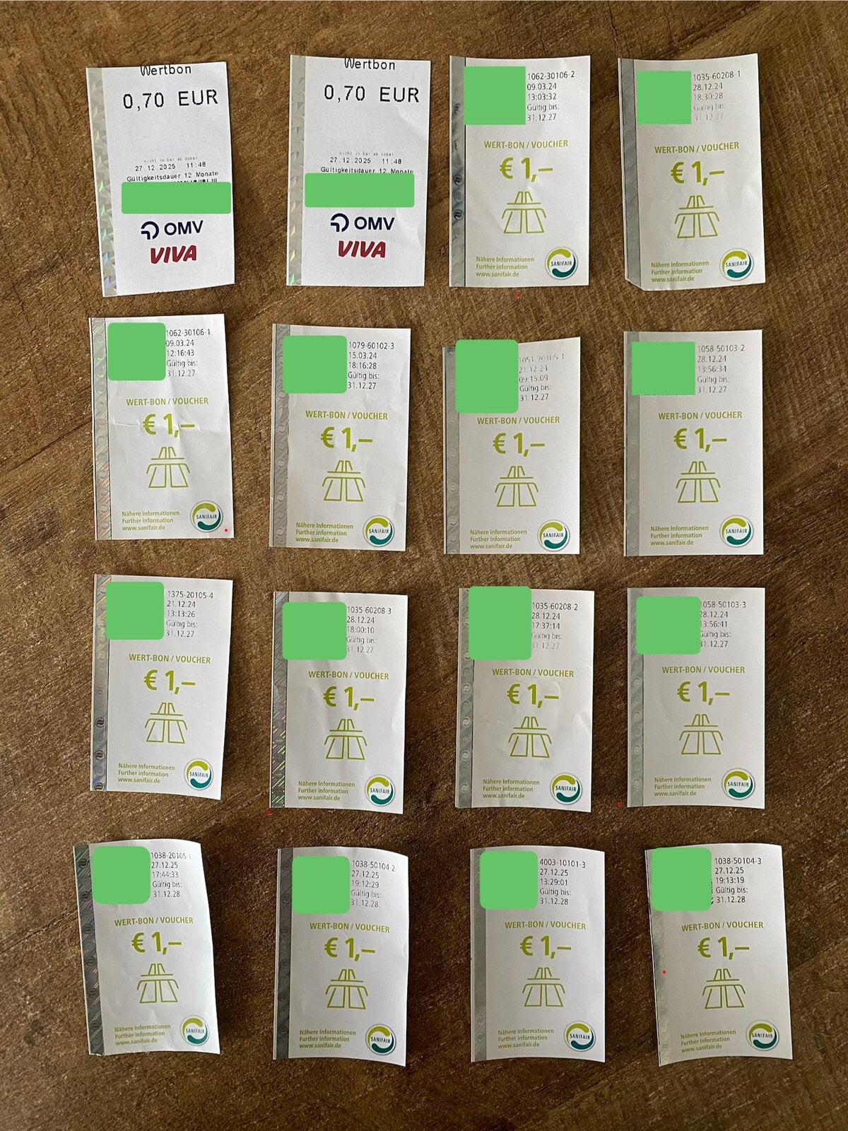 12x voucher Sanifair/OMV Viva t.w.v. € 11,40, Tickets en Kaartjes, Eén persoon, Kortingsbon