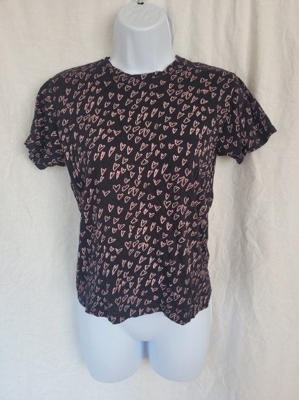 Leuk zwart shirt met hartjes mt XS merk Tally Weijl, ., Zwart, Ophalen of Verzenden, Zo goed als nieuw