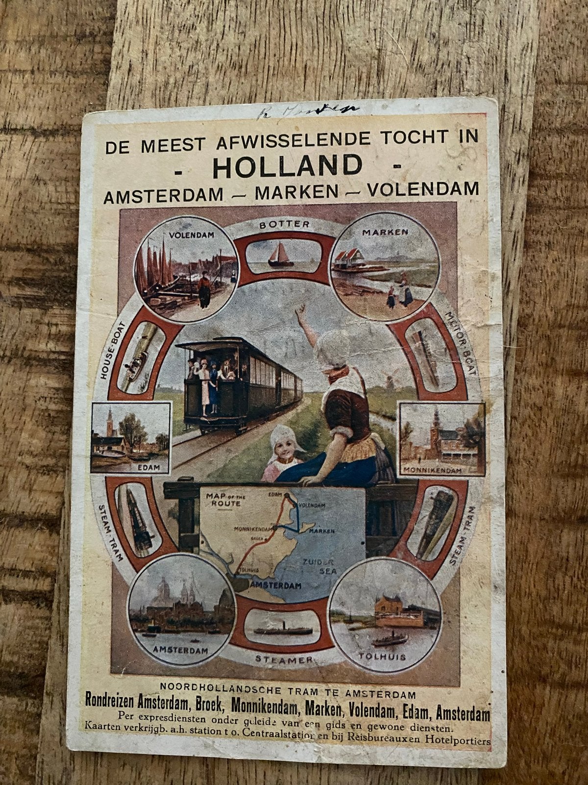 Ansichtkaart Volendam Reclame Noordhollandse Tram Amsterdam, Ophalen of Verzenden, Voor 1920, Gelopen, Noord-Holland
