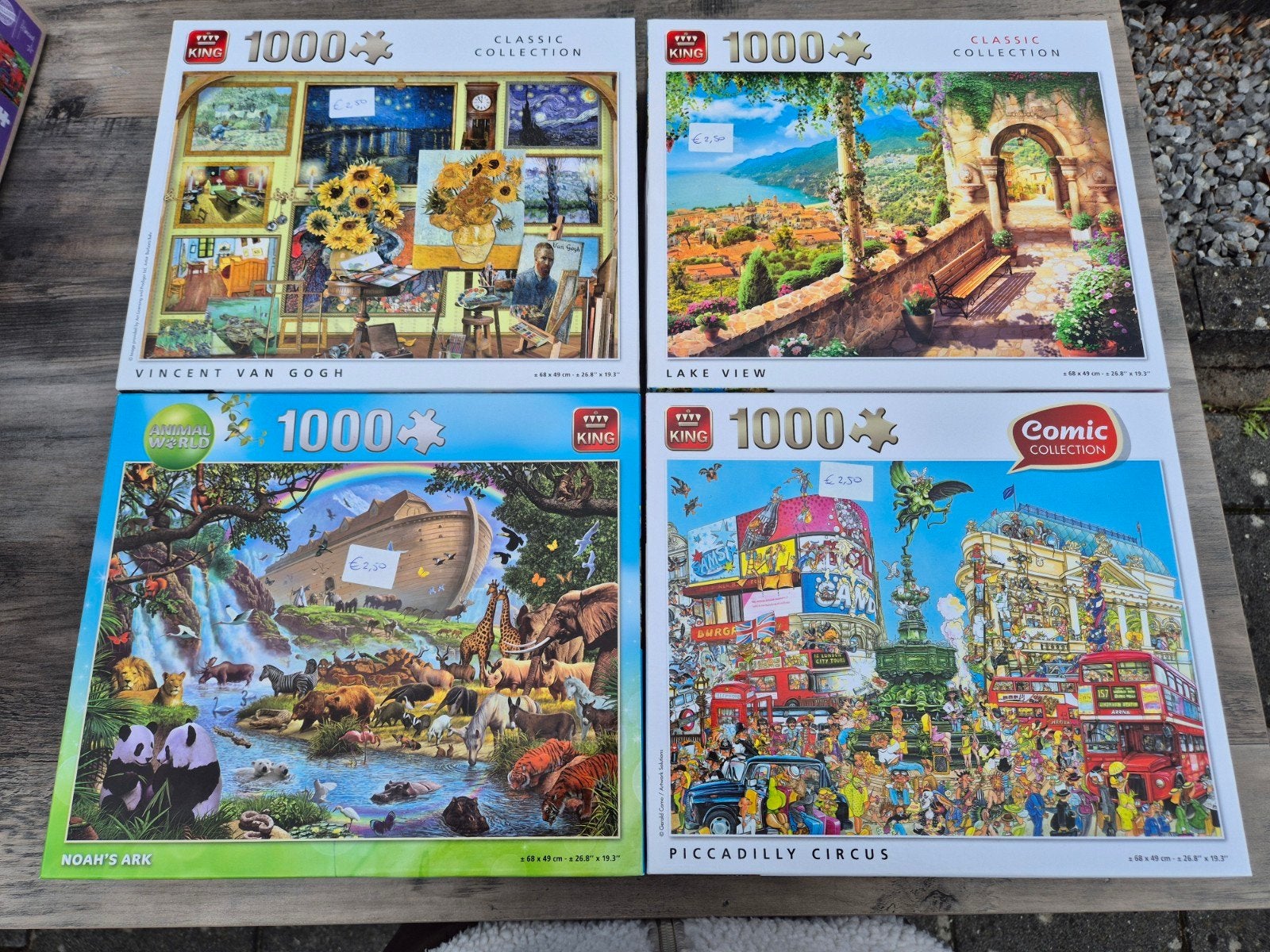 4 puzzels van 1000 stukjes, Ophalen of Verzenden, 500 t/m 1500 stukjes, Zo goed als nieuw