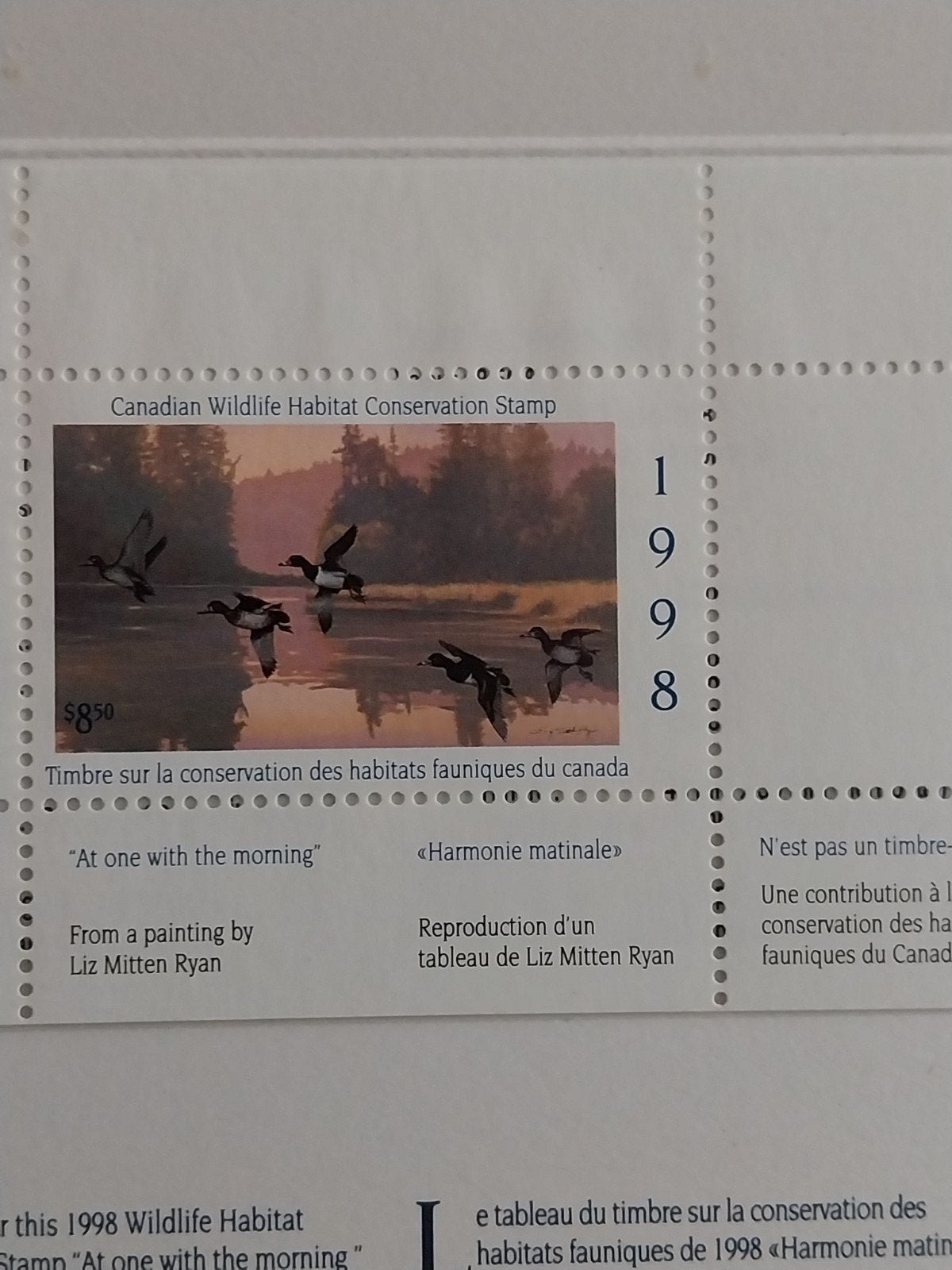 Canada vogels duckstamps 1998 postfris, Ophalen of Verzenden, Dier of Natuur