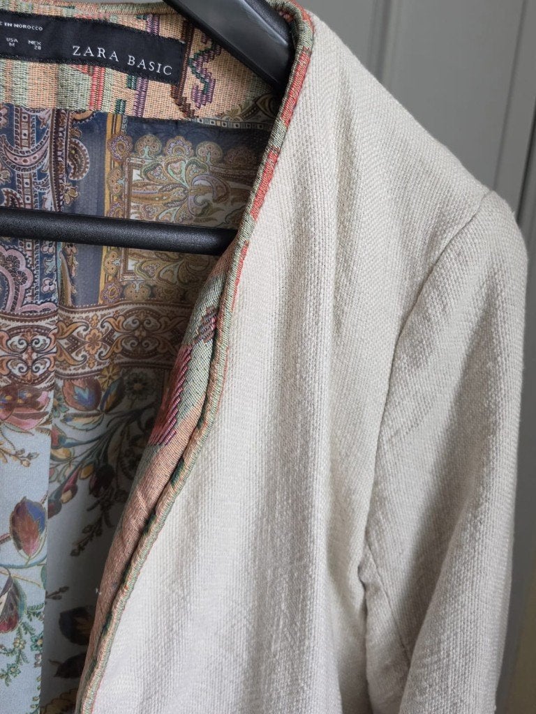 Zara Basic linnen blazer – boho chic maat M, Maat 38/40 (M), Meerkleurig, Ophalen of Verzenden, Zo goed als nieuw