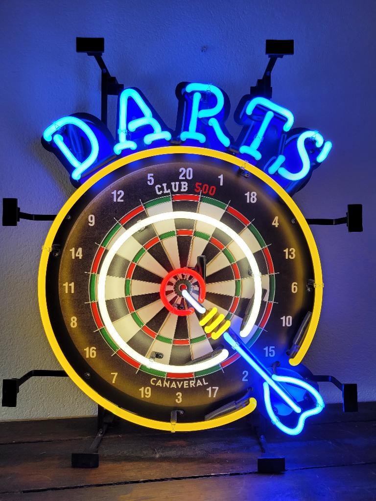 DARTS neon lamp div. neonverlichting retro fifties sixties, Verzamelen, Merken en Reclamevoorwerpen, Zo goed als nieuw, Lichtbak of (neon) lamp
