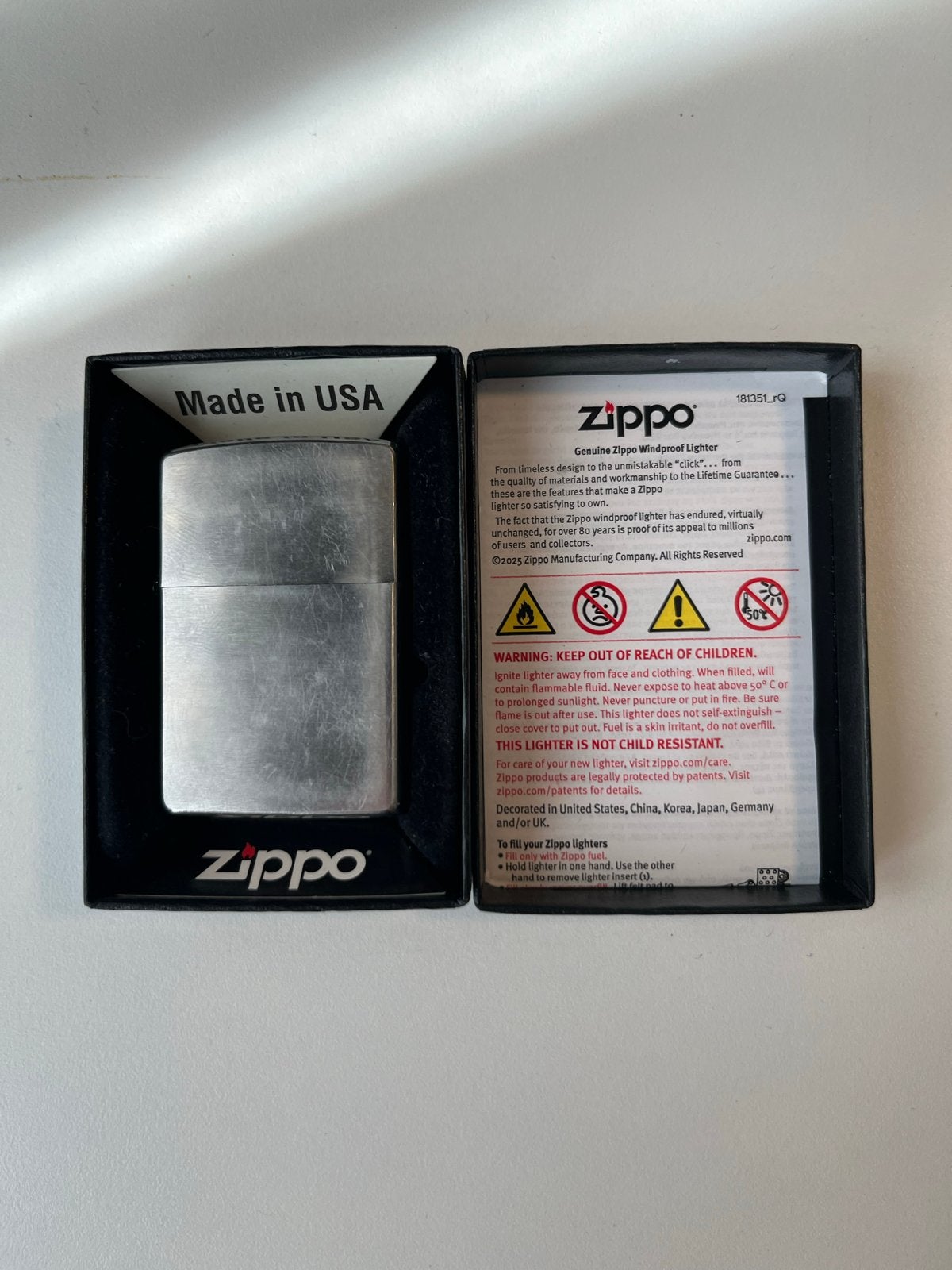 Originele Zippo aansteker - Brushed Chrome (roestvrij staal), Ophalen of Verzenden, Zo goed als nieuw, Aansteker