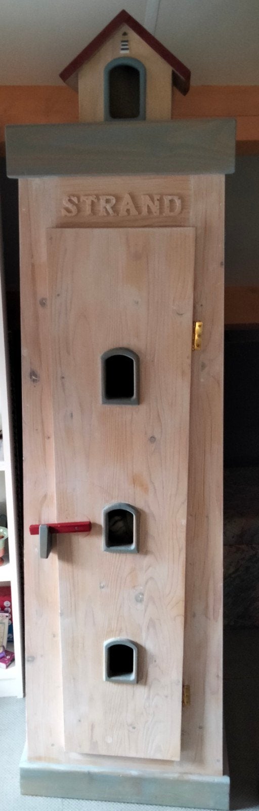 Massief houten kledingkast 'Strand' met vuurtoren, Ophalen, Met deur(en), Gebruikt, 50 tot 100 cm