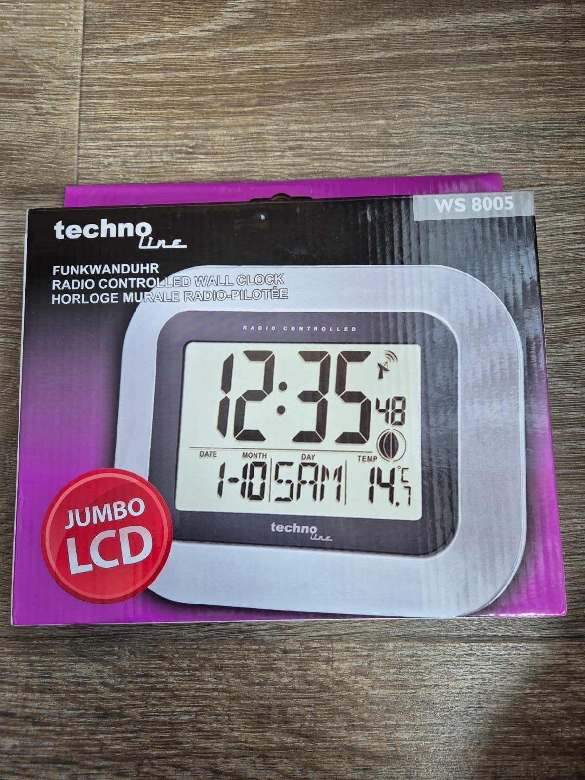 Techno Line WS8005 radiogestuurde wandklok, Ophalen of Verzenden, Nieuw, Digitaal, Wandklok