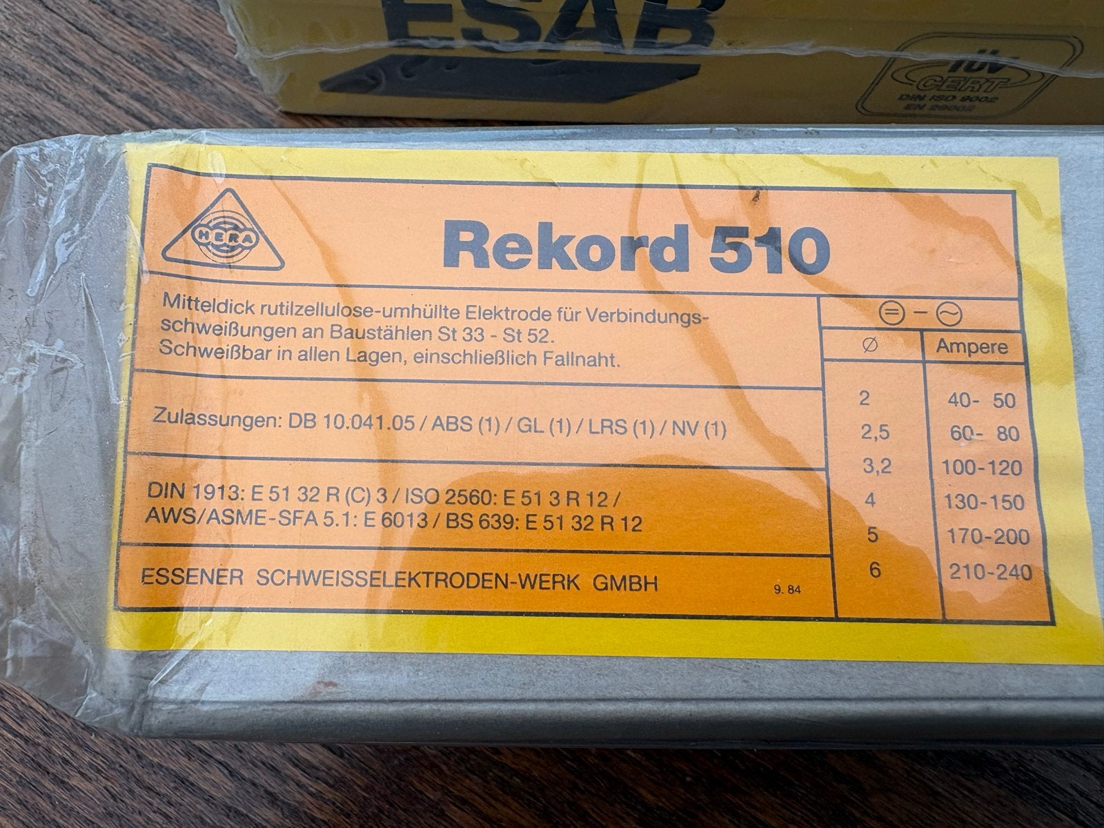 Diverse lasstaven: Rekord 510, Rekord Z 509, ESAB OK 46.64, Doe-het-zelf en Verbouw, Ophalen, Nieuw, 150 tot 250 ampère, Elektroden
