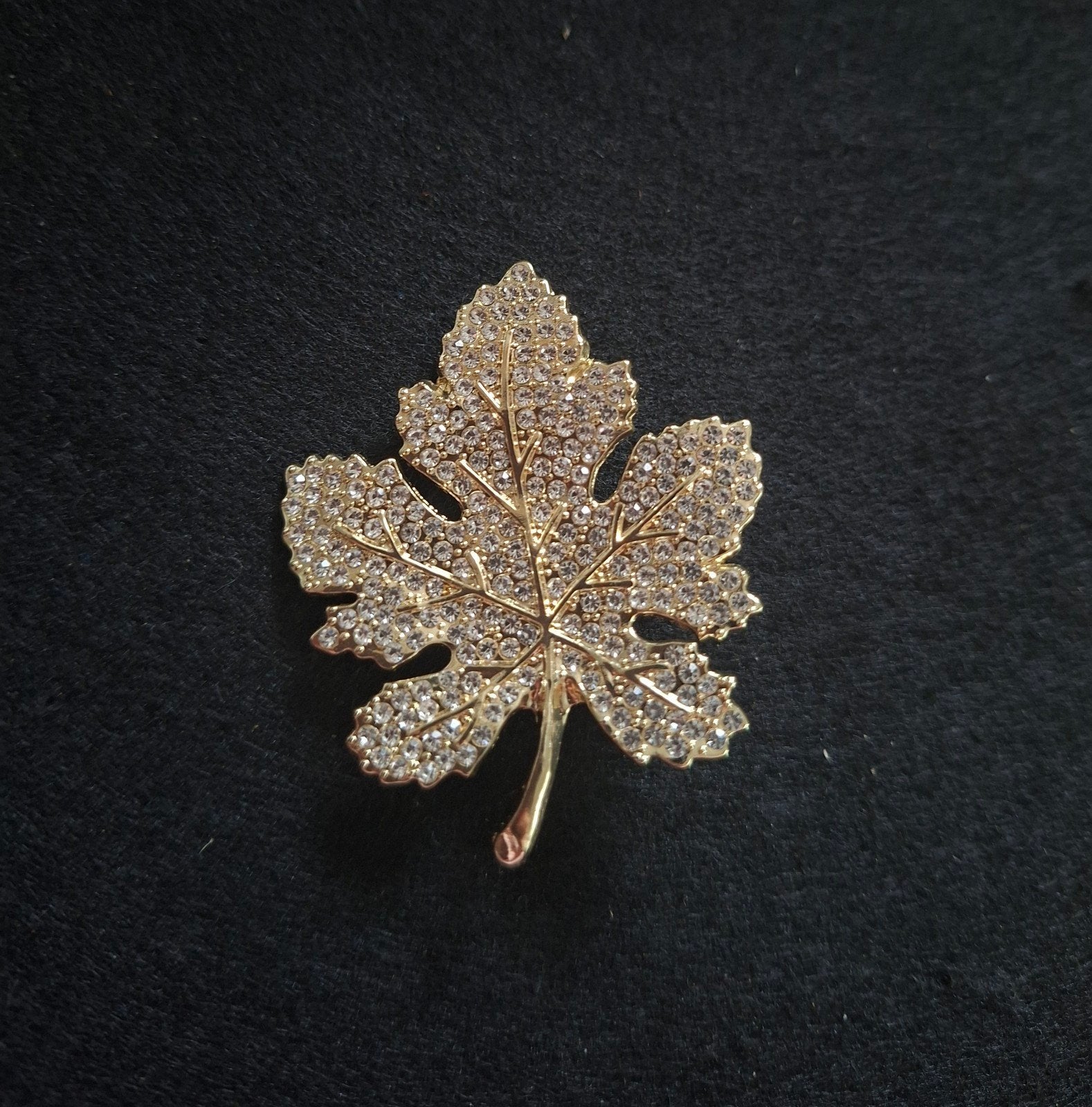 Gouden Broche Blad met Strass - Nieuw, Overige materialen, 4 tot 7 cm, Nieuw, Ophalen of Verzenden