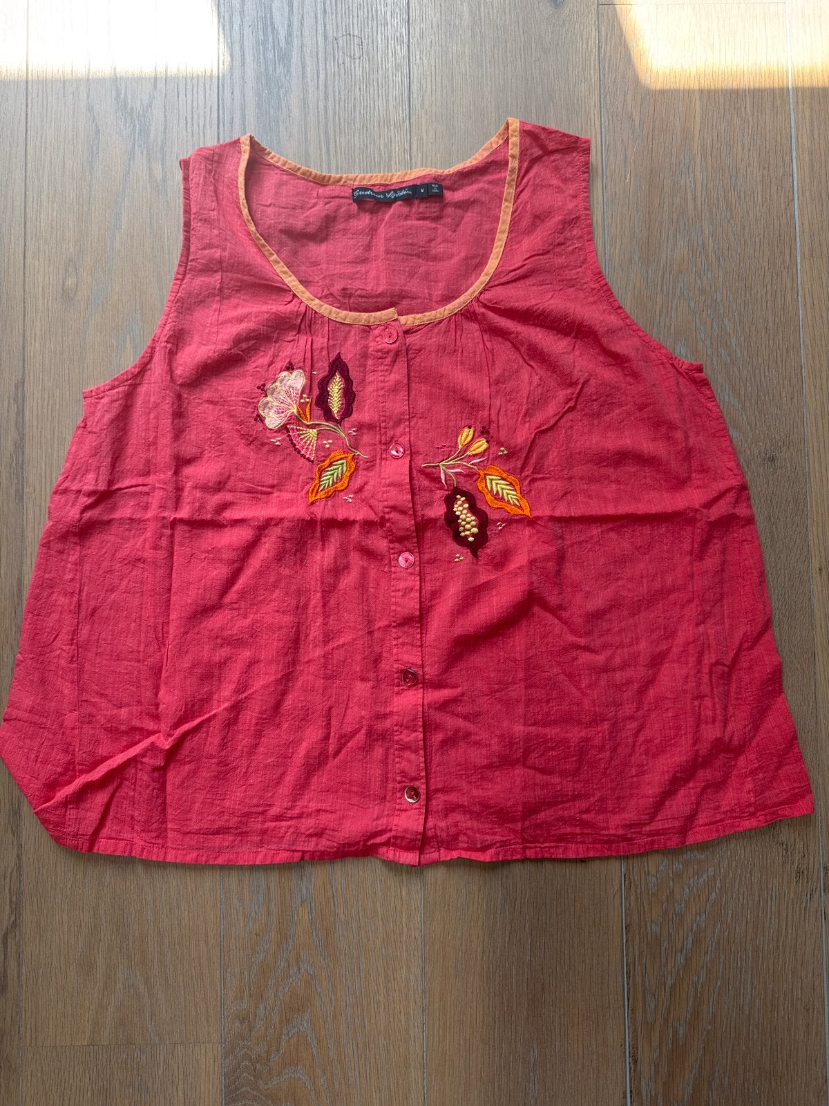 Gudrun Sjoden roze mouwloze top met borduursels, Maat 38/40 (M), Ophalen of Verzenden, Roze, Zonder mouw
