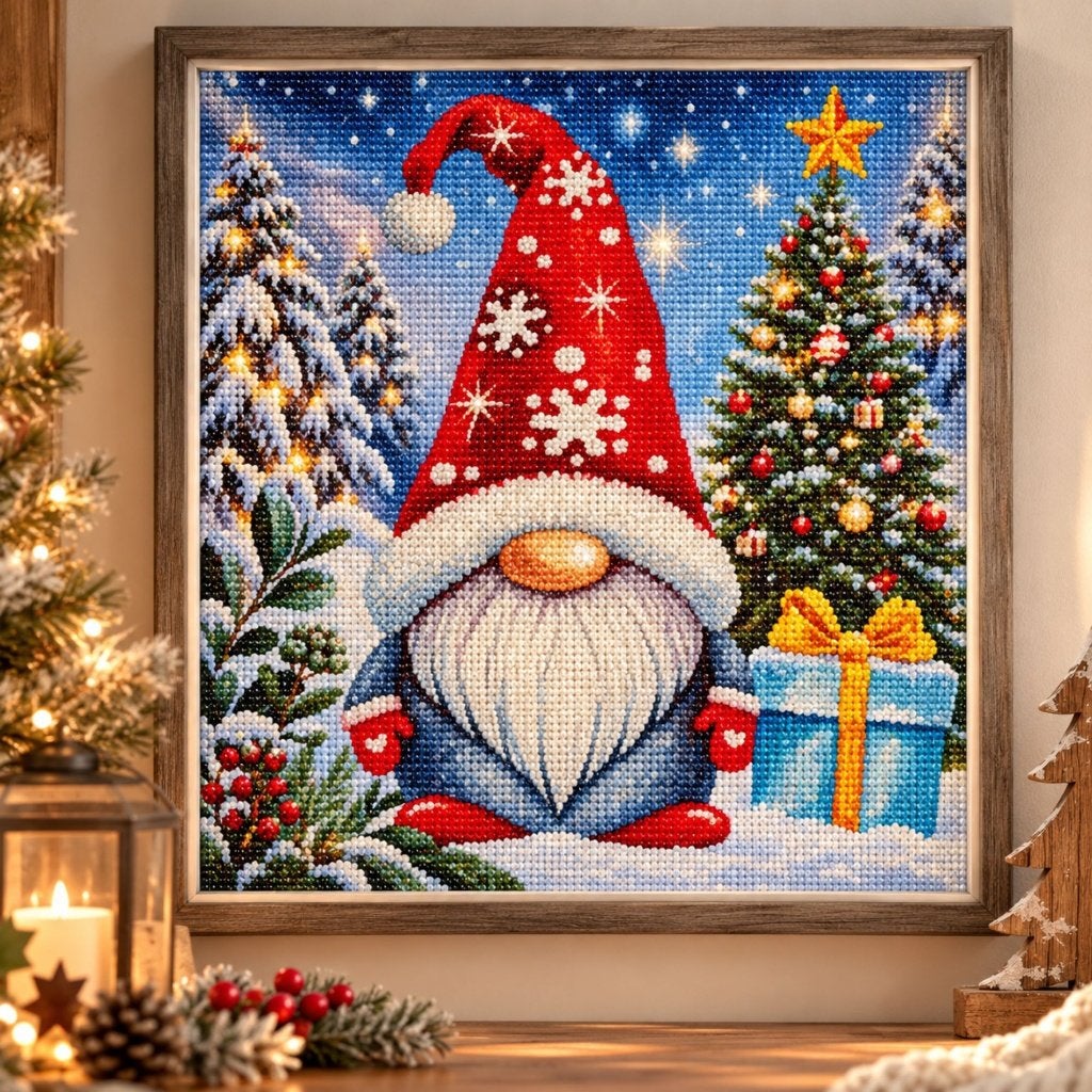 Diamond Painting Kerst Gnome – 30x30 cm – DIY Kerst, D, Nieuw, Ophalen of Verzenden, D