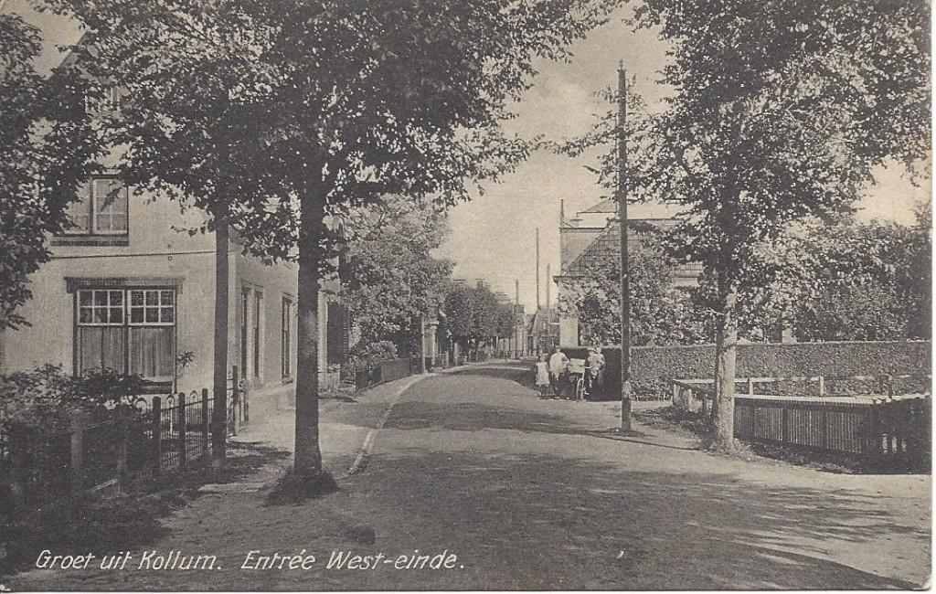 Kollum (Frl.) Entrée West-einde, Volk, gelopen 1925, Ophalen of Verzenden, 1920 tot 1940, Gelopen, Friesland