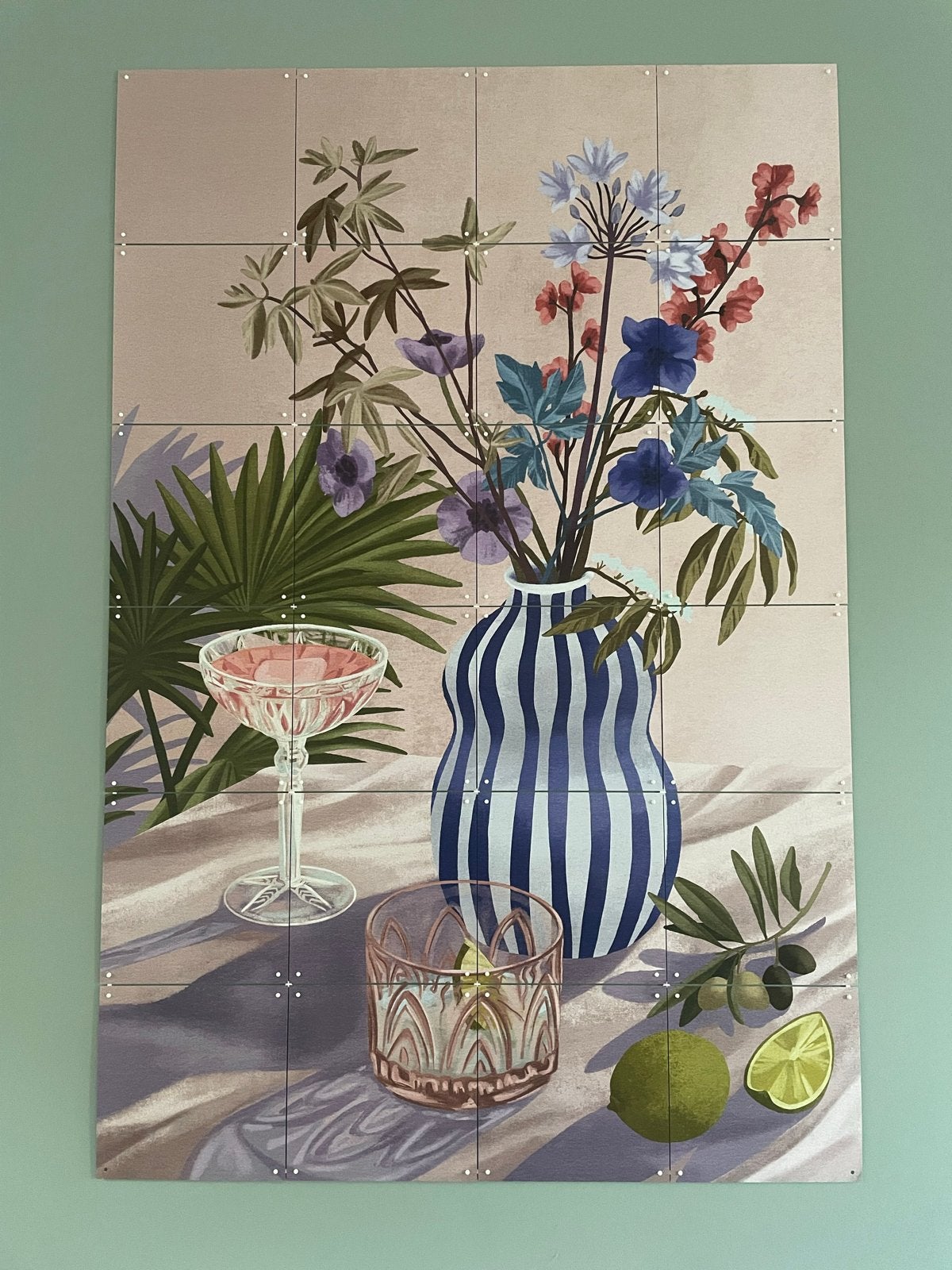 Ixxi Schilderij: Bloemen en Cocktails - 120x80 cm, Ophalen of Verzenden, Zo goed als nieuw, Schilderij, 100 tot 125 cm